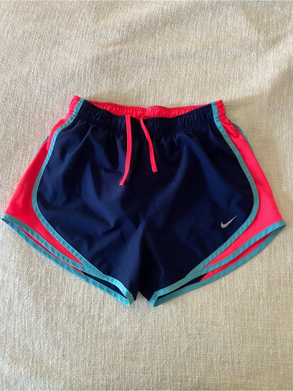 Nike Women's Navy, Pink & Aqua Athletic Running Shorts Size Small Dri-Fit